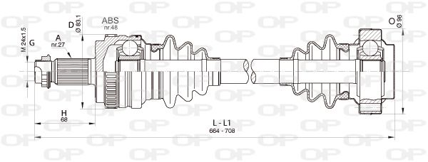 OPEN PARTS Piedziņas vārpsta DRS6358.00